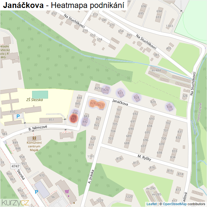 Mapa Janáčkova - Firmy v ulici.