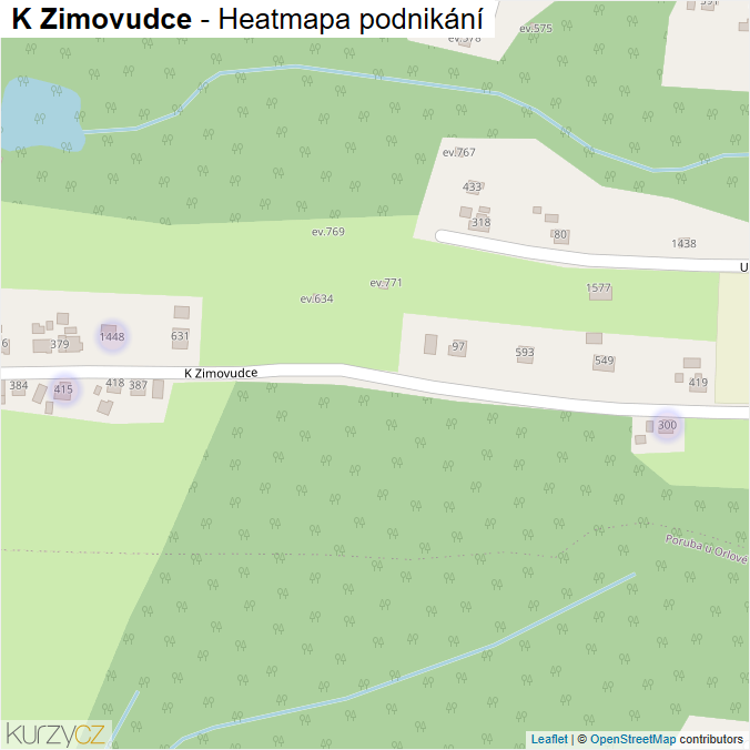 Mapa K Zimovudce - Firmy v ulici.
