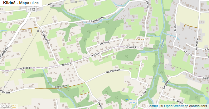 Klidná - mapa ulice