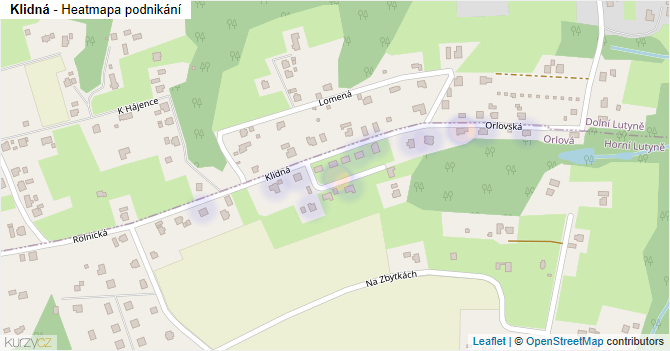 Klidná - mapa podnikání