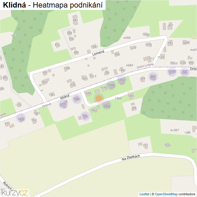 Mapa Klidná - Firmy v ulici.