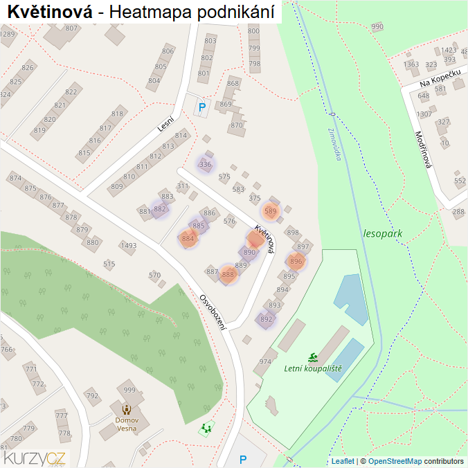 Mapa Květinová - Firmy v ulici.