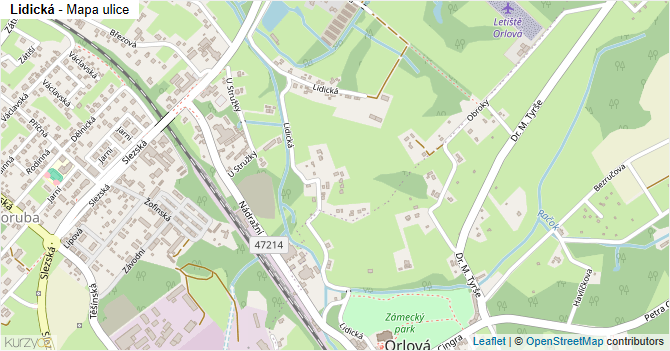 Lidická - mapa ulice