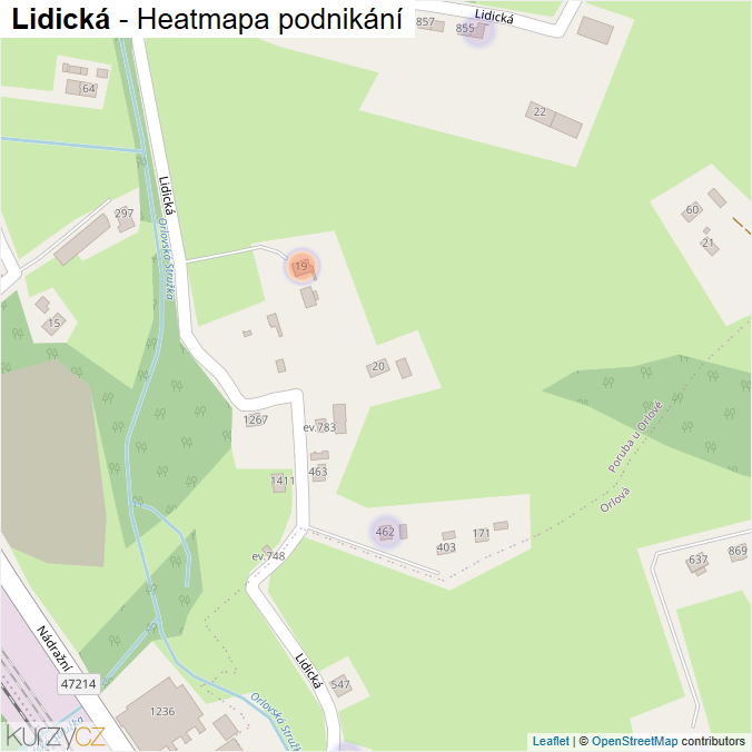 Mapa Lidická - Firmy v ulici.