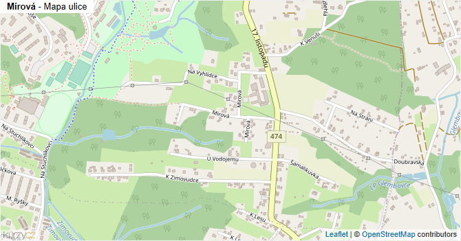 Mírová - mapa ulice