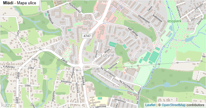 Mládí - mapa ulice