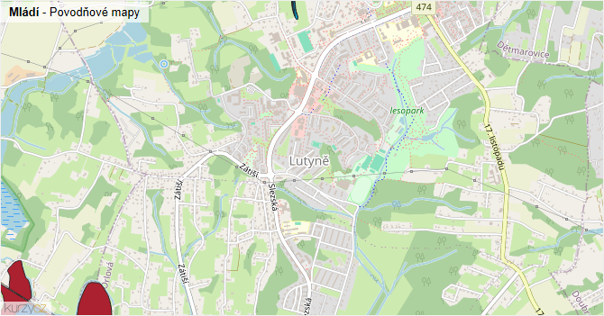 Mládí - záplavové mapy stoleté vody