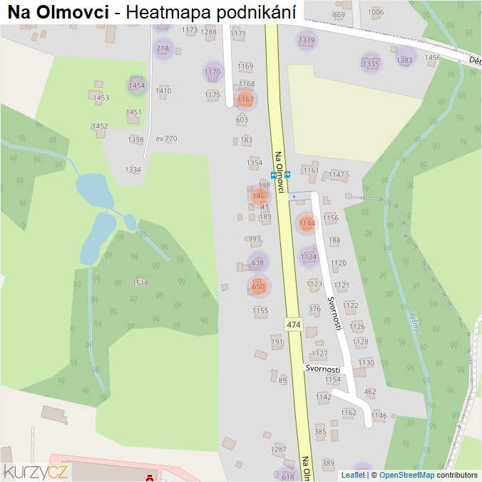 Mapa Na Olmovci - Firmy v ulici.