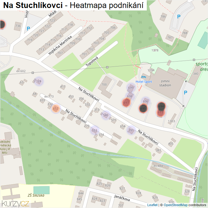 Mapa Na Stuchlíkovci - Firmy v ulici.