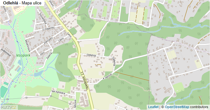 Odlehlá - mapa ulice