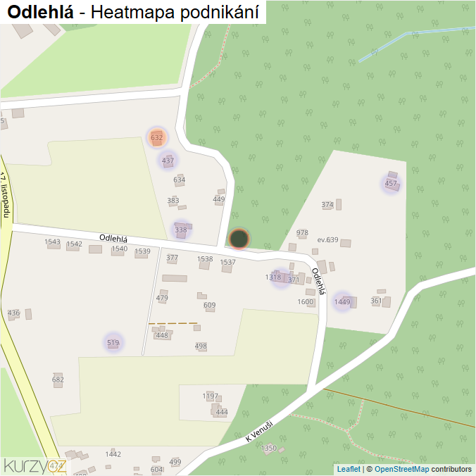 Mapa Odlehlá - Firmy v ulici.