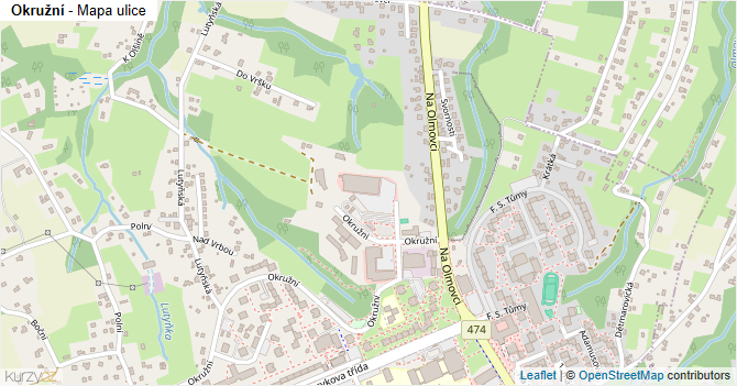 Okružní - mapa ulice