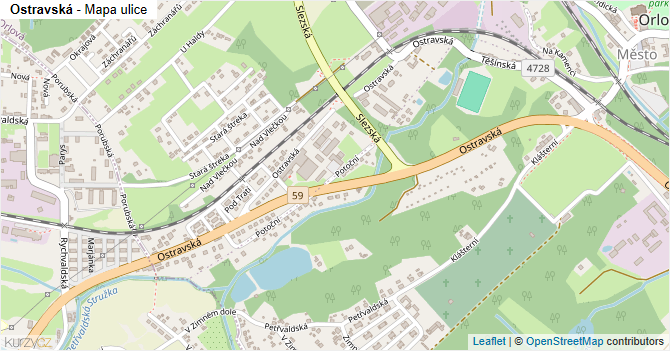 Ostravská - mapa ulice