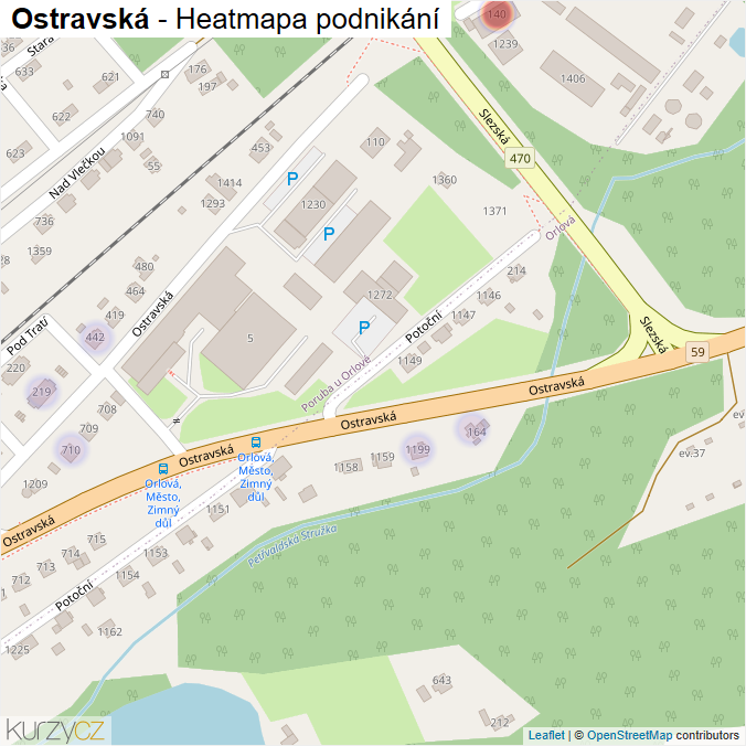 Mapa Ostravská - Firmy v ulici.