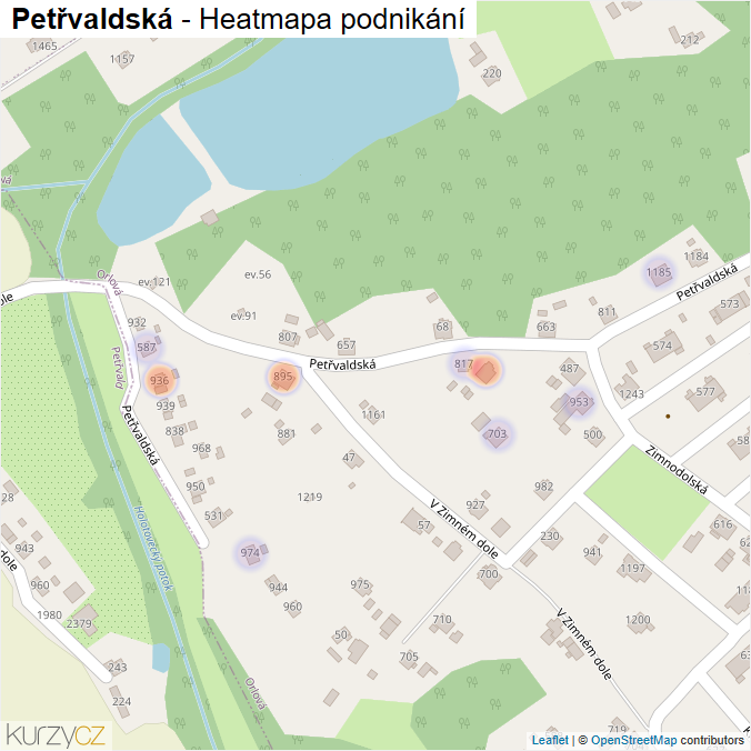 Mapa Petřvaldská - Firmy v ulici.