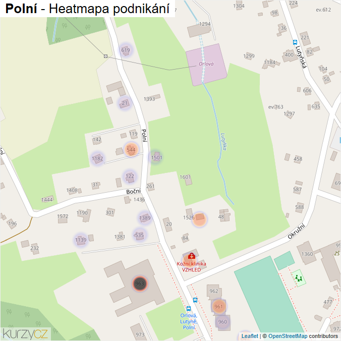 Mapa Polní - Firmy v ulici.