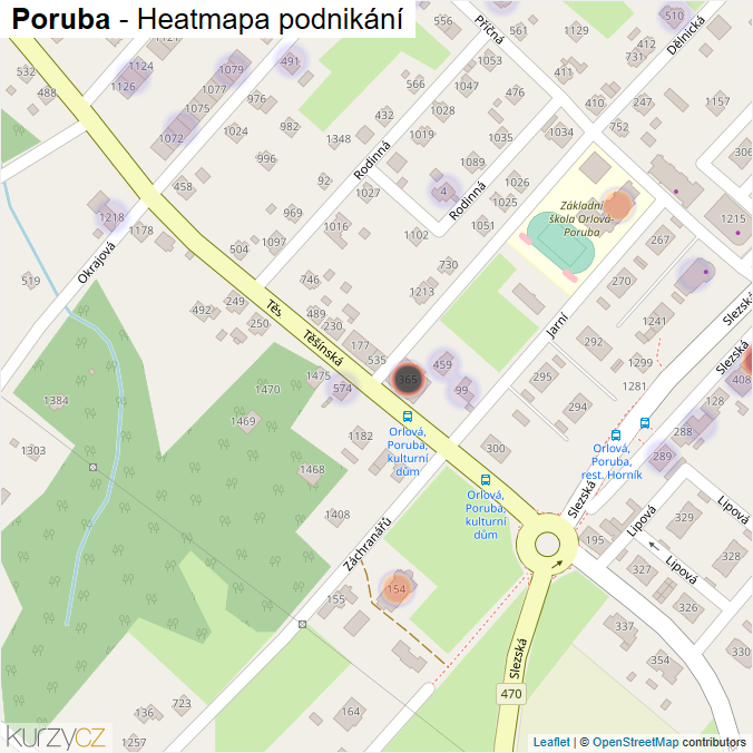 Mapa Poruba - Firmy v části obce.