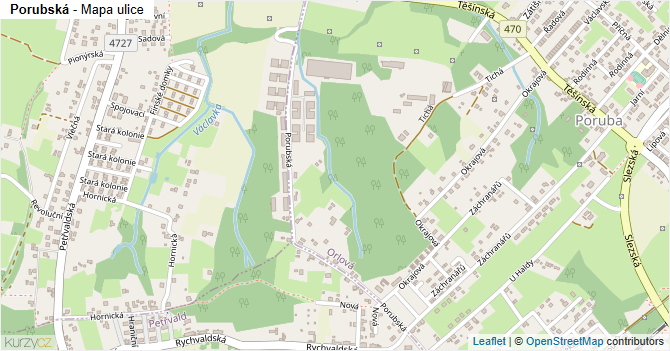 Porubská - mapa ulice