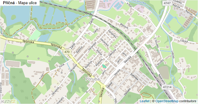 Příčná - mapa ulice