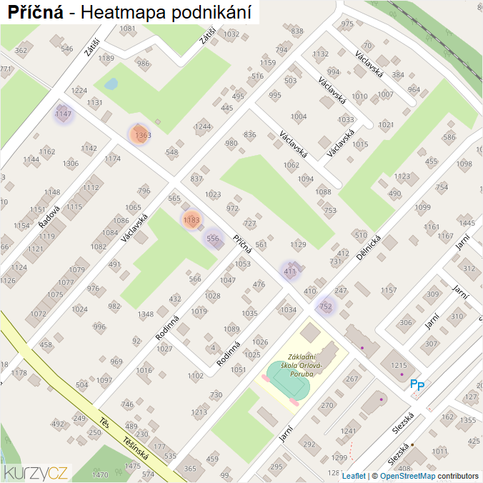 Mapa Příčná - Firmy v ulici.