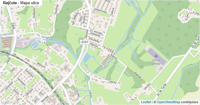 Rajčula - mapa ulice