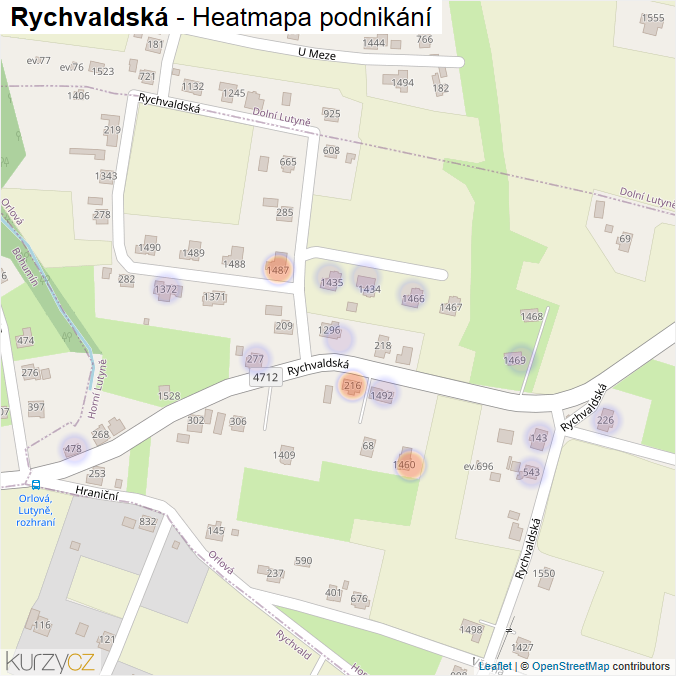 Mapa Rychvaldská - Firmy v ulici.