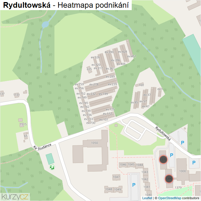 Mapa Rydultowská - Firmy v ulici.