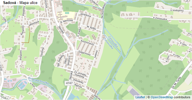 Sadová - mapa ulice