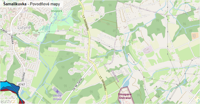 Šamalikuvka - záplavové mapy stoleté vody