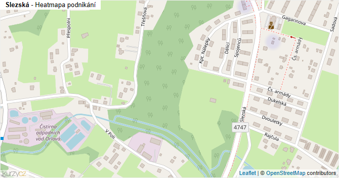 Slezská - mapa podnikání