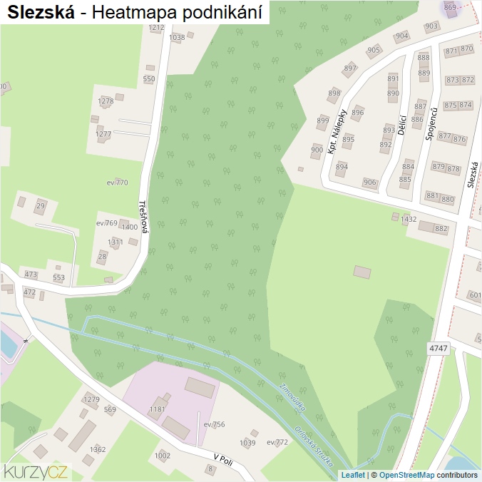 Mapa Slezská - Firmy v ulici.