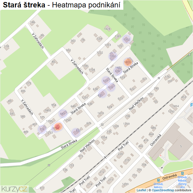 Mapa Stará štreka - Firmy v ulici.