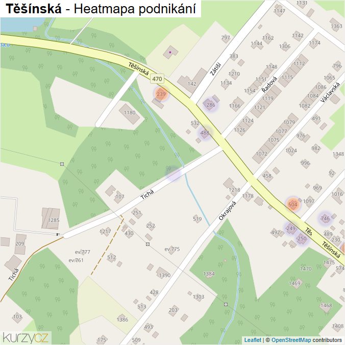 Mapa Těšínská - Firmy v ulici.