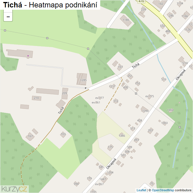 Mapa Tichá - Firmy v ulici.