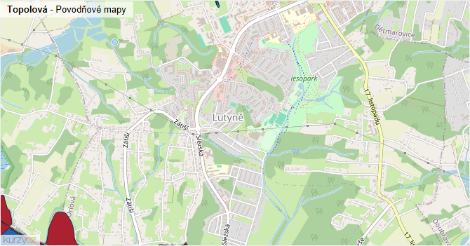 Topolová - záplavové mapy stoleté vody