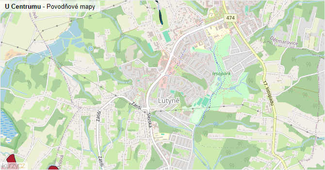 U Centrumu - záplavové mapy stoleté vody
