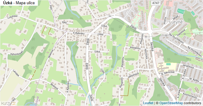 Úzká - mapa ulice