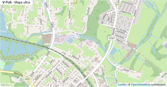 V Poli - mapa ulice