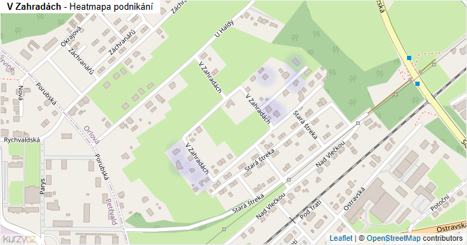 V Zahradách - mapa podnikání