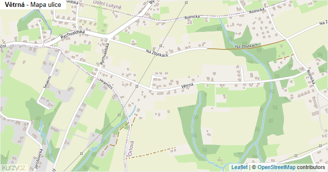 Větrná - mapa ulice