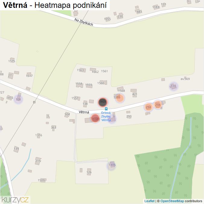 Mapa Větrná - Firmy v ulici.