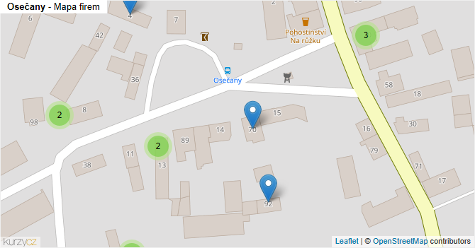 Osečany - mapa firem