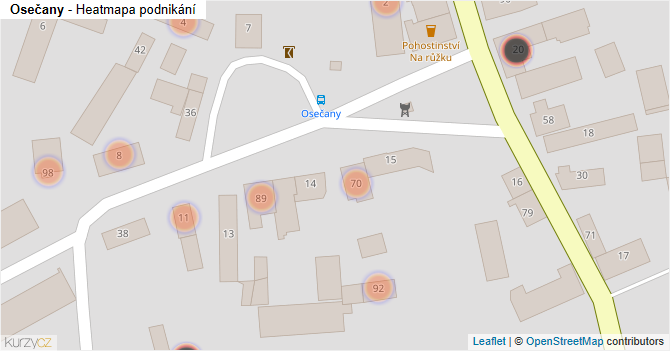 Osečany - mapa podnikání