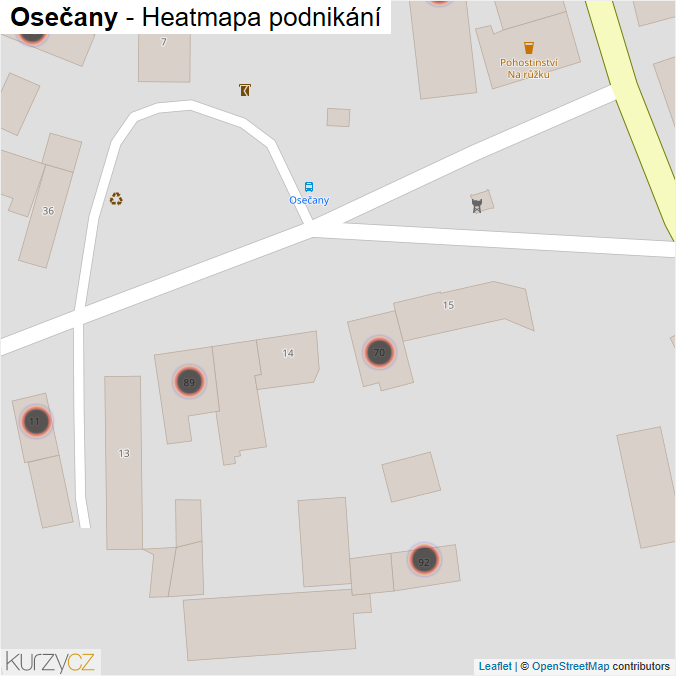 Mapa Osečany - Firmy v obci.