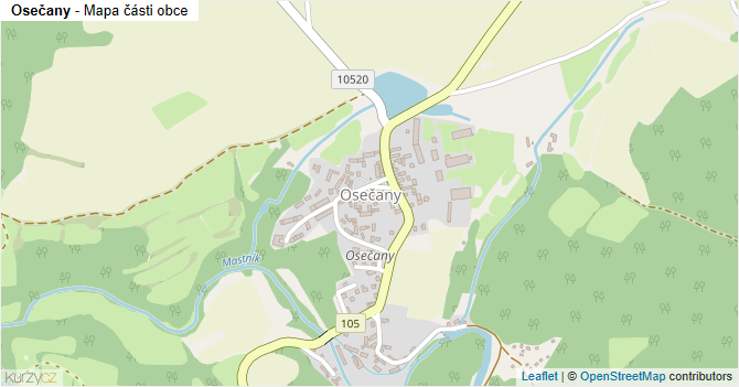 Osečany - mapa části obce