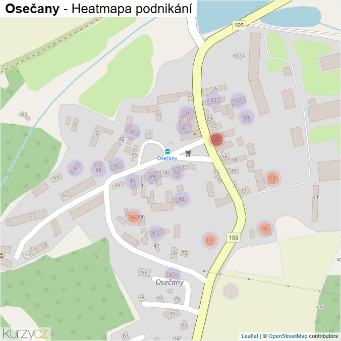 Mapa Osečany - Firmy v části obce.