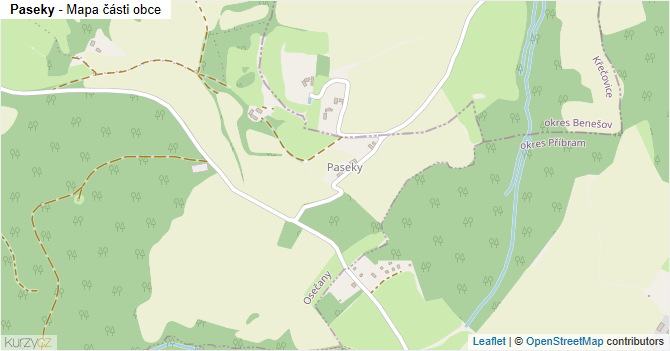 Paseky - mapa části obce