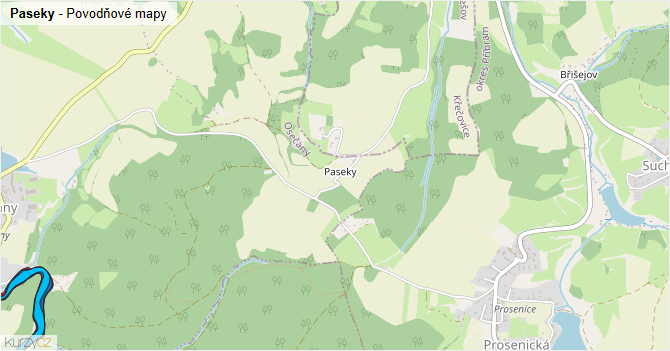 Paseky - záplavové mapy stoleté vody