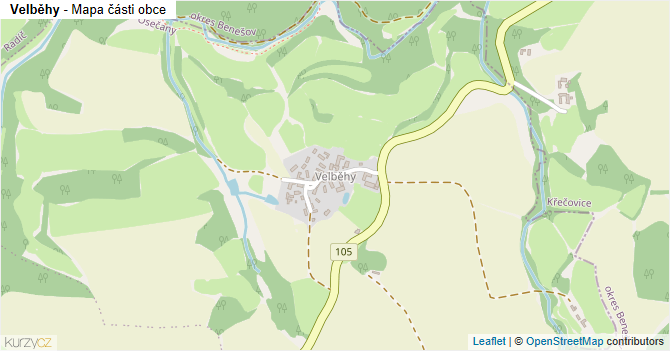 Velběhy - mapa části obce