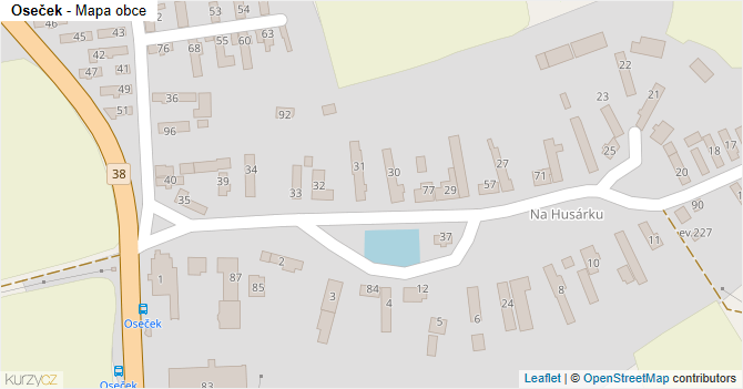 Oseček - mapa obce